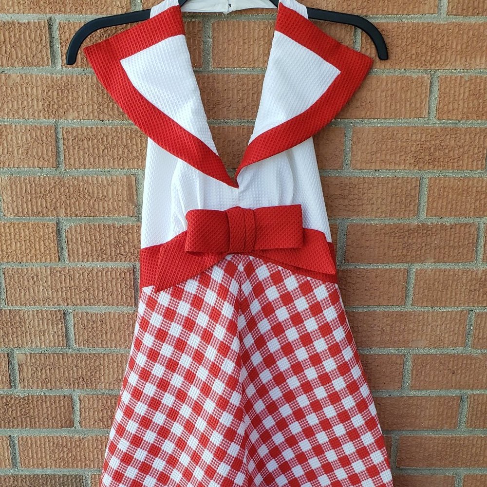 Vintage Red Checkered Maxi Dress